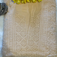 Pure Georgette Biscoff Chikankari Unstitched Suit Set