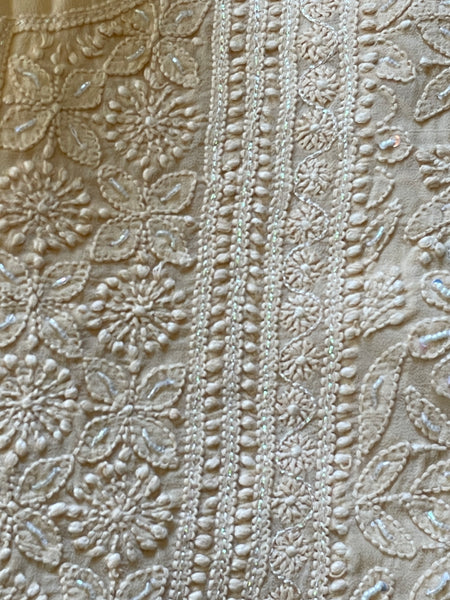 Pure Georgette Biscoff Chikankari Unstitched Suit Set