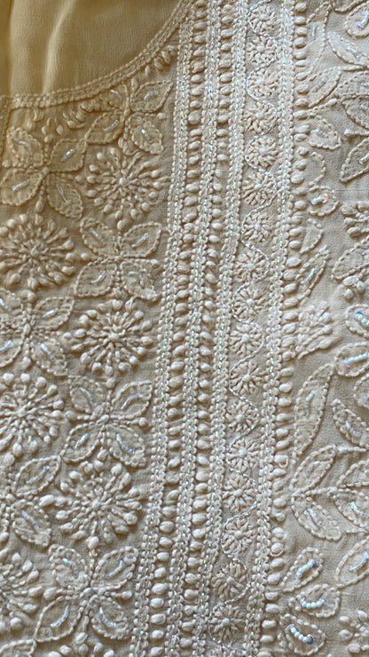 Pure Georgette Biscoff Chikankari Unstitched Suit Set