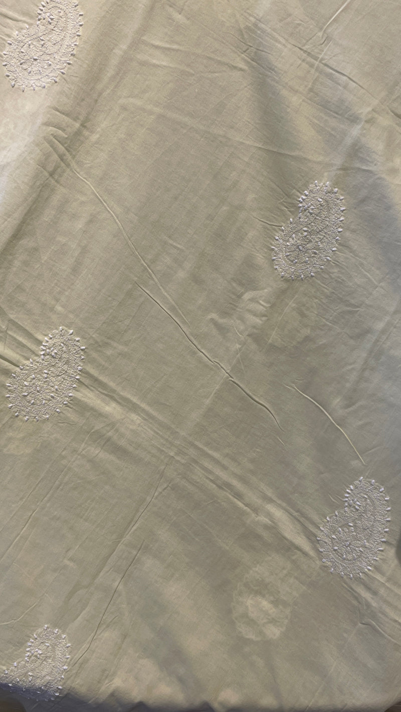 Lemon Yellow Pure Cotton Chikankari Semistitched Suit Set