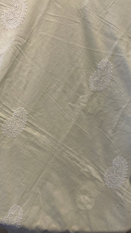 Lemon Yellow Pure Cotton Chikankari Semistitched Suit Set