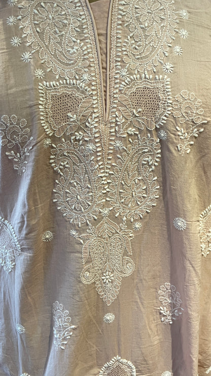 Pure Cotton Chikankari Semistitched Suit Set