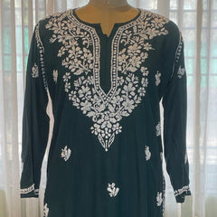 Dark Green Rayon Long Kurti