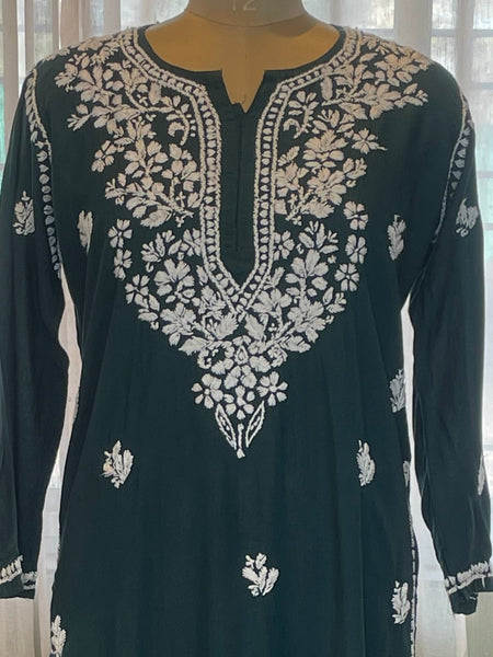Dark Green Rayon Long Kurti