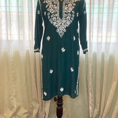 Dark Green Rayon Long Kurti
