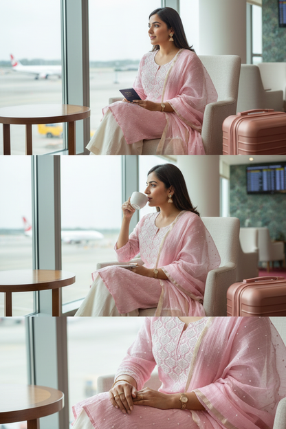 Pantone Tickled Pink Unstitched Suit Set