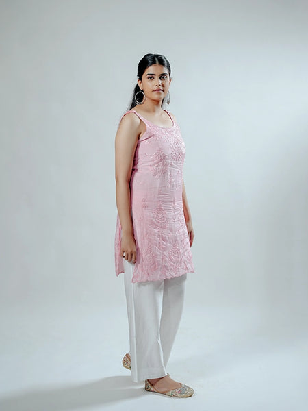 Royale Muslin Pink Sleeveless Kurta