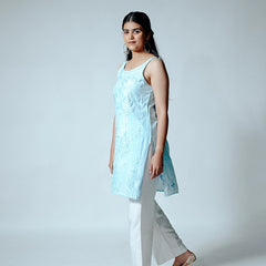 Royale Muslin Light Blue Sleeveless Kurta