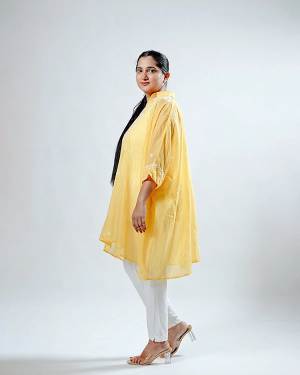 Dark Yellow Mulchanderi Kaftan