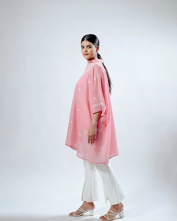 Light Pink Mulchanderi Kaftan