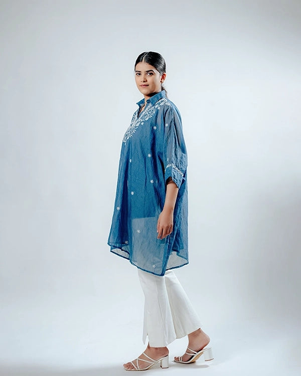 Royal Blue Mulchanderi Kaftan