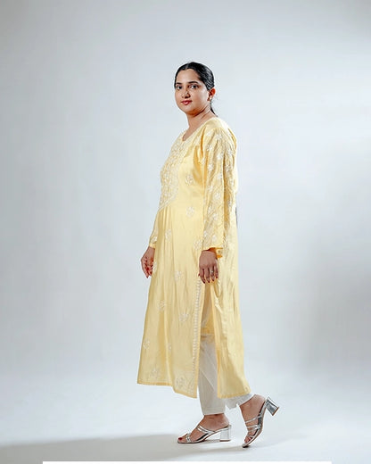 Yellow Chanderi Kurta