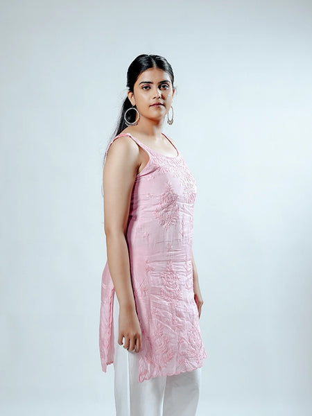 Royale Muslin Pink Sleeveless Kurta
