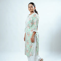 Readymade Divine Flora Crepe Green Kurta