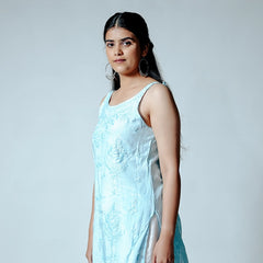 Royale Muslin Light Blue Sleeveless Kurta