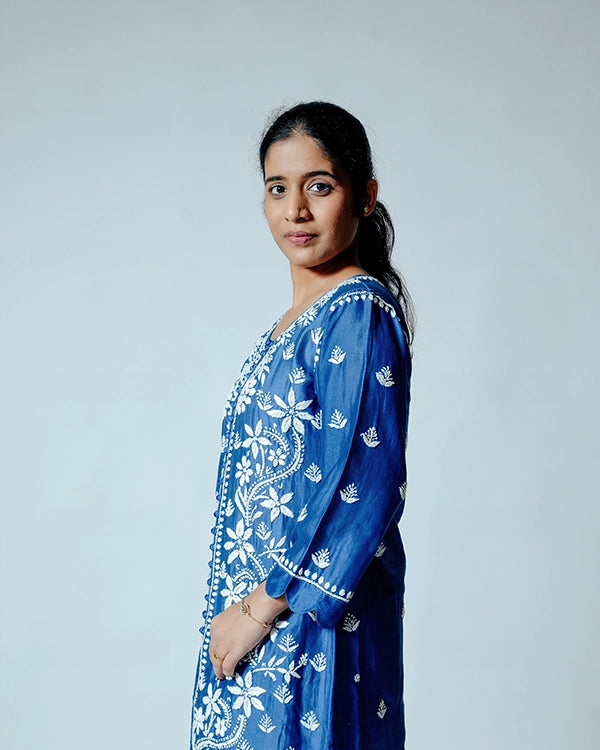 Dark Blue Muslin Co-ord Set