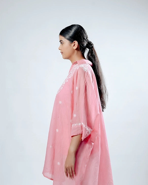 Light Pink Mulchanderi Kaftan