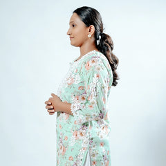 Readymade Divine Flora Crepe Green Kurta