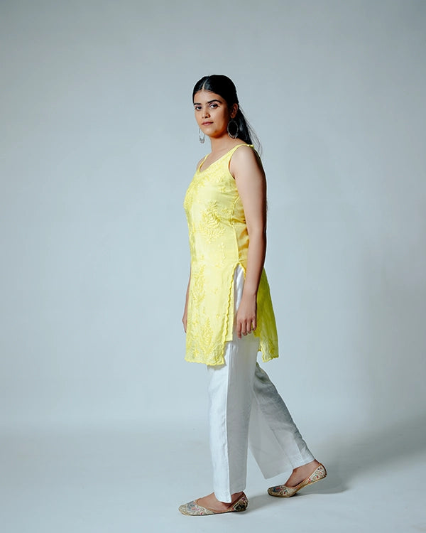Short Yellow Muslin Kurta