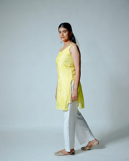 Short Yellow Muslin Kurta