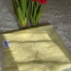 Lemon Yellow Organza Chikankari Unstitched Suit Set