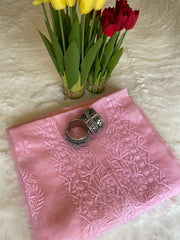 Pink Organza Chikankari Unstitched Suit Set