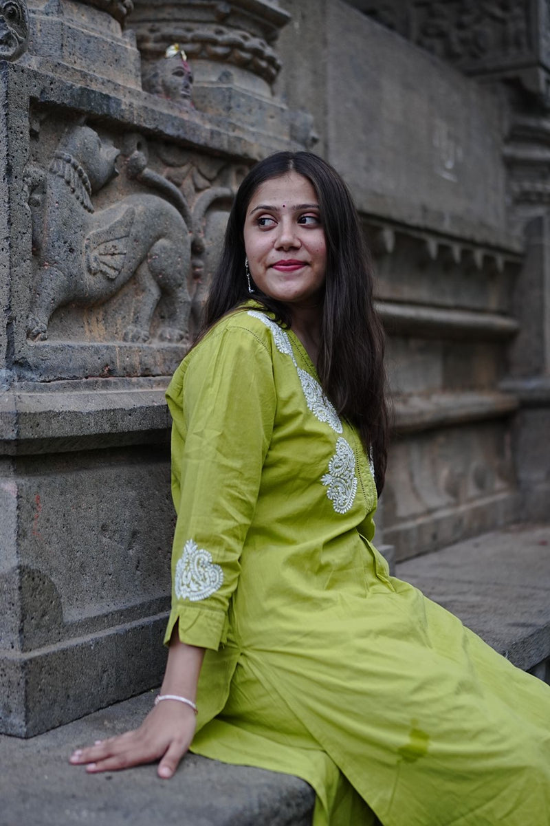 Green Readymade Cotton Co-Ord Set