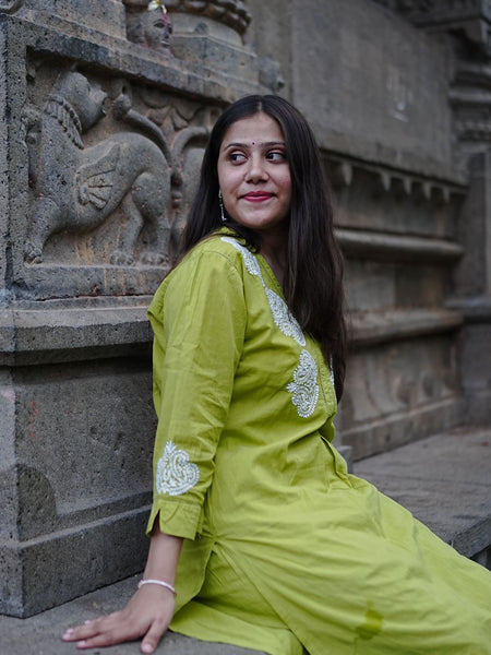 Green Readymade Cotton Co-Ord Set