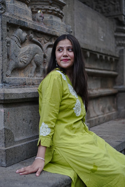 Green Readymade Cotton Co-Ord Set