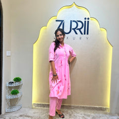 Pink Cotton Co-Ord Set with Thread Work