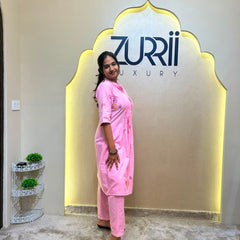 Pink Cotton Co-Ord Set with Thread Work