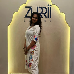 White Linen Kurta with Embroidery, Pant and Dupatta