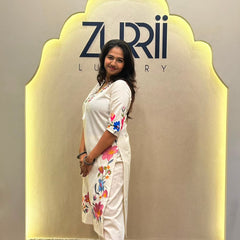 White Linen Kurta with Embroidery, Pant and Dupatta