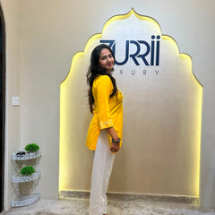 Yellow Co-Ord Set Kurta with White Pant