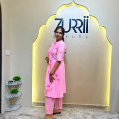 Pink Cotton Co-Ord Set with Thread Work
