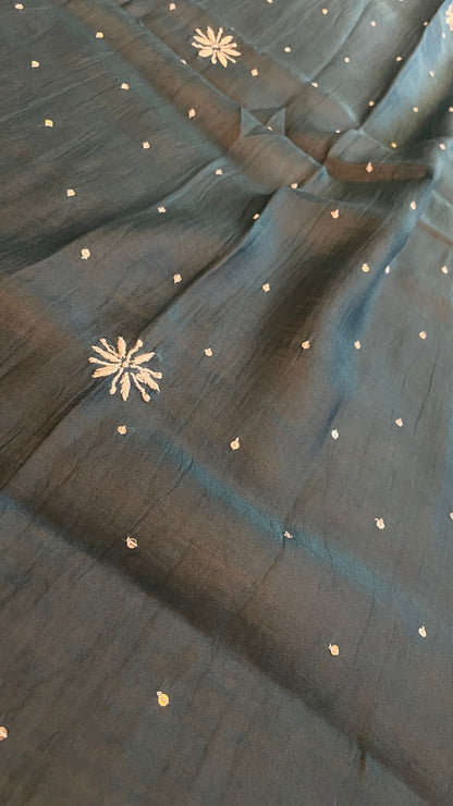 Green Semistitched Chikankari Suit Set