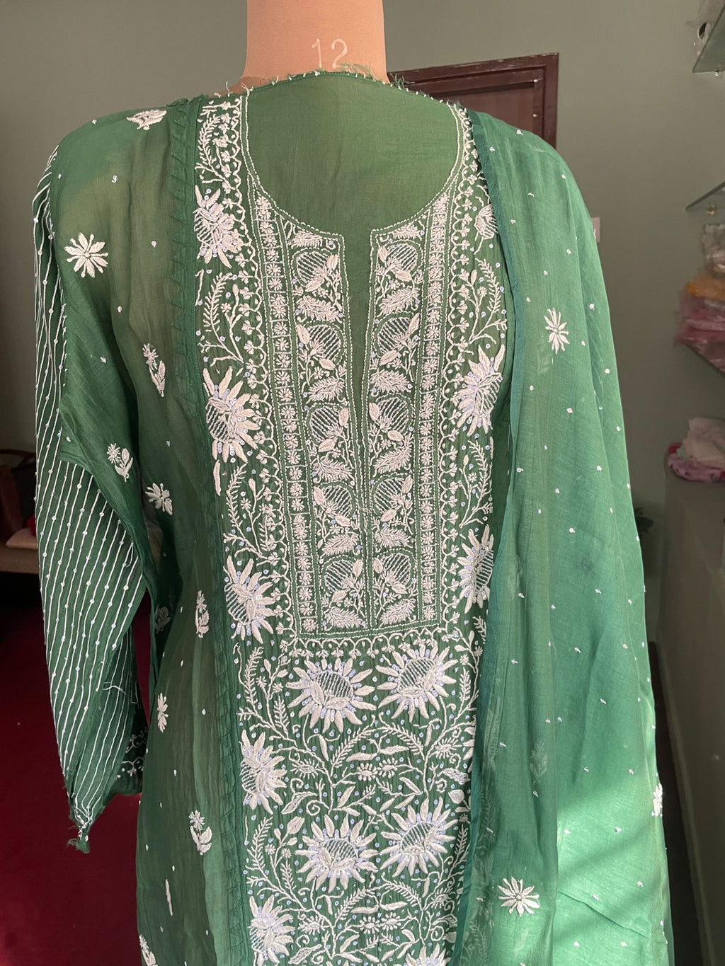 Green Chikankari Suit Set