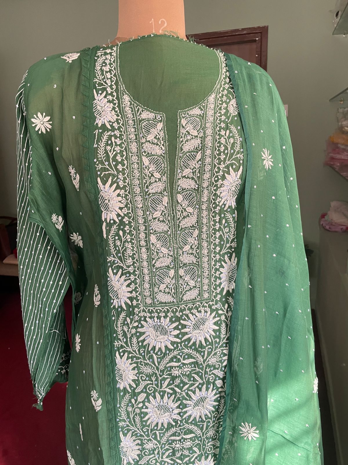 Green Chikankari Suit Set