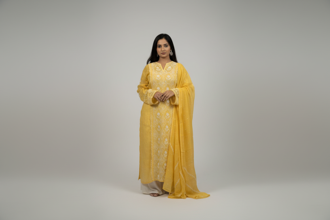 Pantone Yellow Balloon Semistitched Suit Set