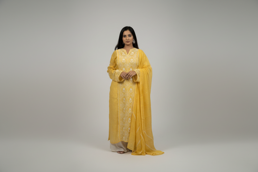 Pantone Yellow Balloon Semistitched Suit Set