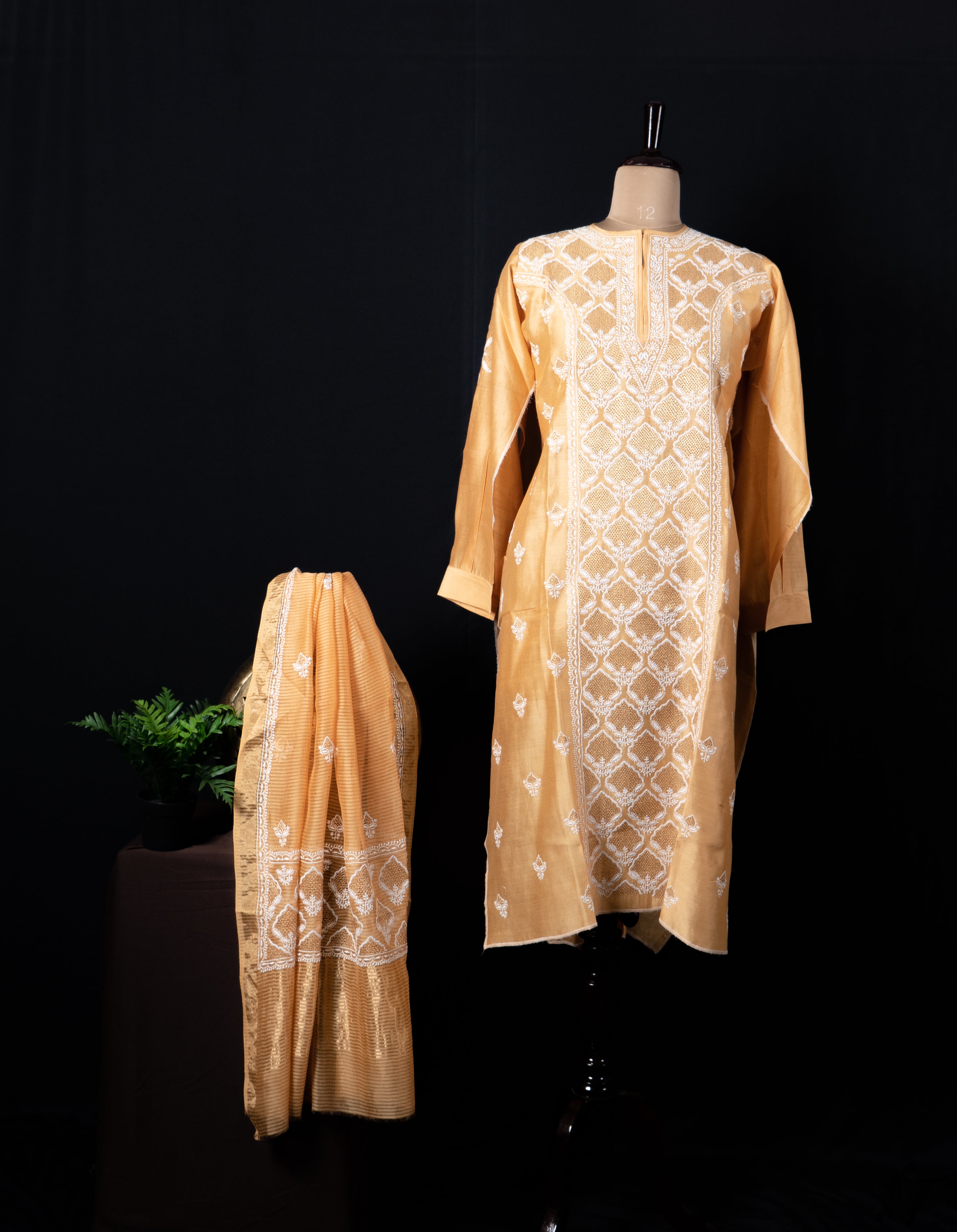 Golden Silk Suit Set