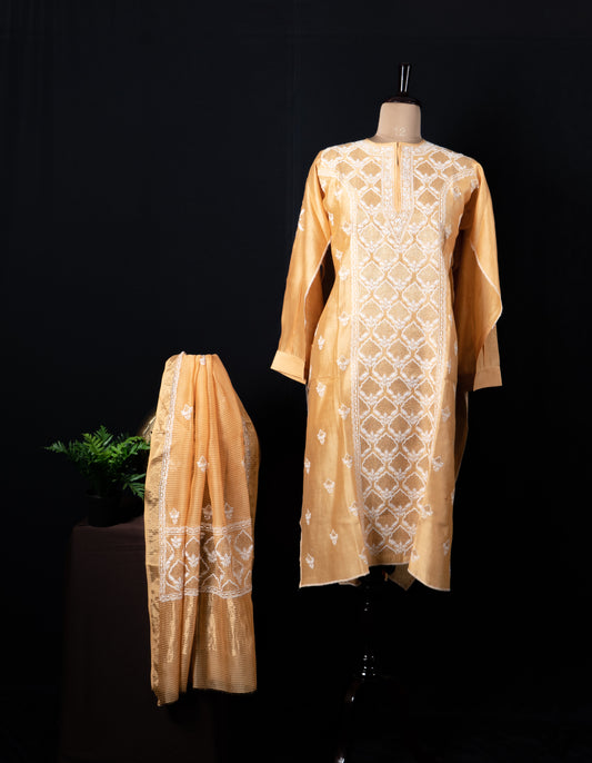 Golden Silk Suit Set