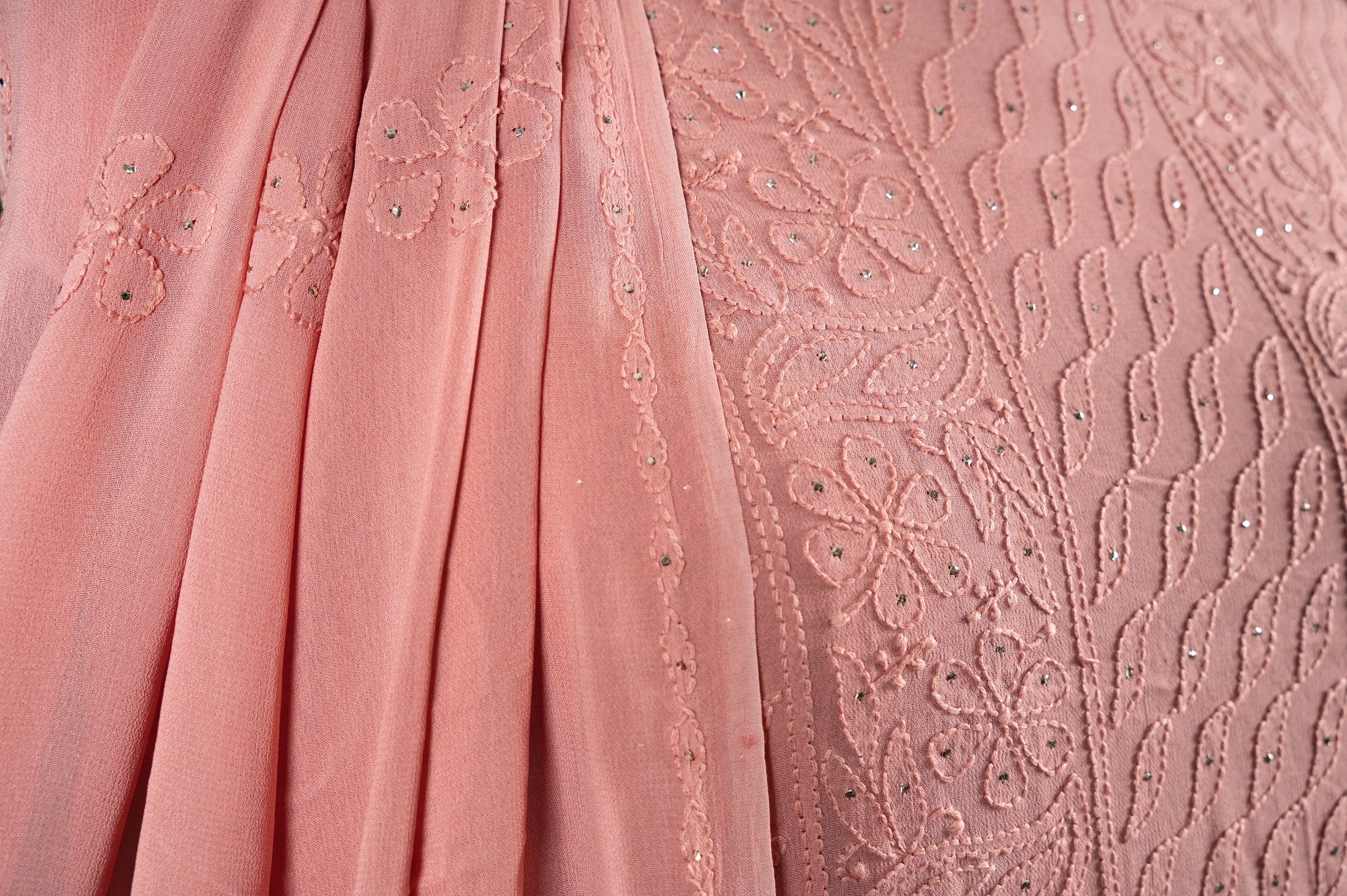 Peach Amber Chikanakri Suit Set