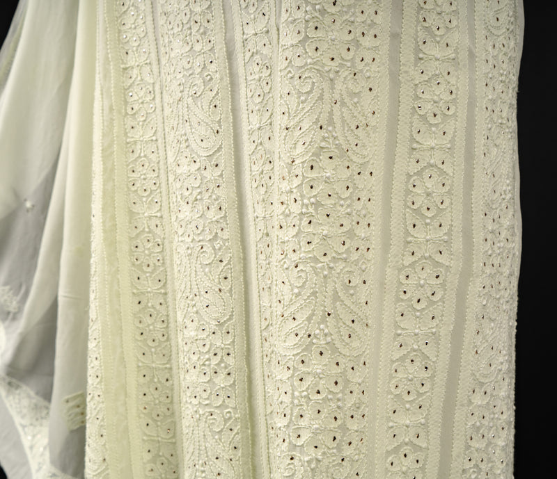 Lemon Yellow Chikankari Unstitched Suit Set