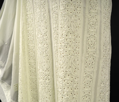 Lemon Yellow Chikankari Unstitched Suit Set