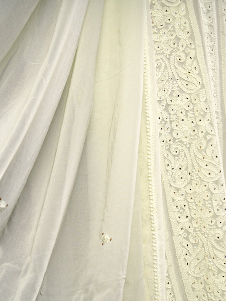 Lemon Yellow Chikankari Unstitched Suit Set