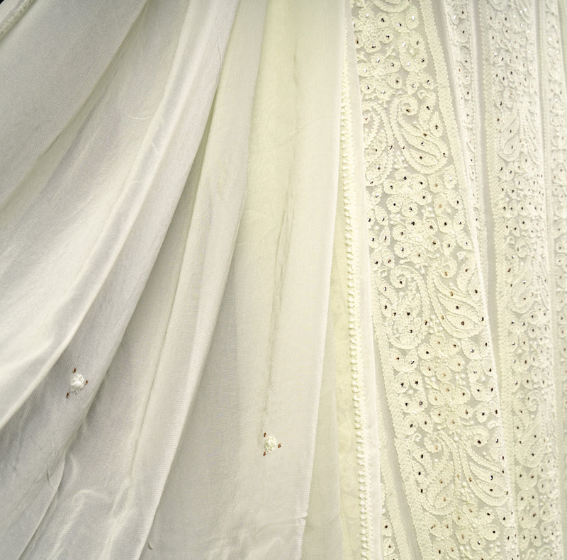 Lemon Yellow Chikankari Unstitched Suit Set