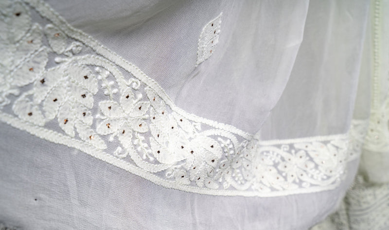 Lemon Yellow Chikankari Unstitched Suit Set