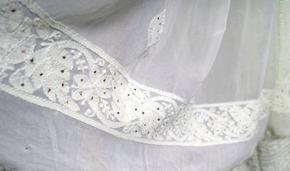 Lemon Yellow Chikankari Unstitched Suit Set