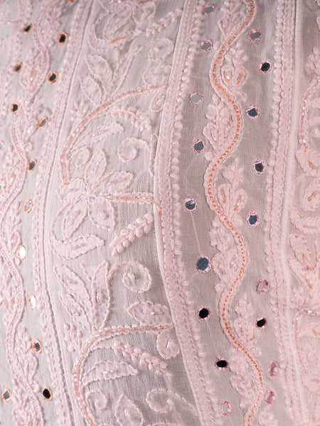 Pastel Pink Anarkali Semistitched Suit Set